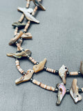 Intricate Vintage Santo Domingo Bird Heishi Sterling Silver Necklace-Nativo Arts