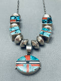 One Of The Best Ever Vintage Native American Navajo Turquoise Inlay Sterling Silver Necklace-Nativo Arts