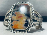 Fascinating Vintage Native American Navajo Petrified Wood Sterling Silver Immense Bracelet-Nativo Arts