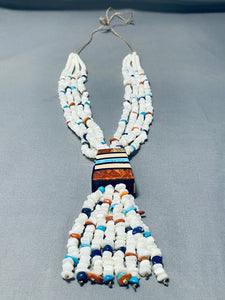 One Of The Most Unique Native American White Stone Turquoise Necklace-Nativo Arts