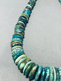 Riveting Native American Navajo Flat Turquoise Heishi Sterling Silver Necklace-Nativo Arts