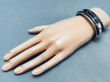 6.5 Inch Wrist Vintage Native American Navajo Heishi Sterling Silver Inlay Bracelet-Nativo Arts