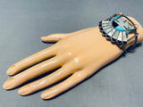 Colossal Chief Head Vintage Native American Zuni Inlay Sterling Silver Bracelet-Nativo Arts