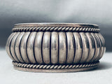 Heavy Handmade Vintage Native American Navajo Sterling Silver Basket Bracelet