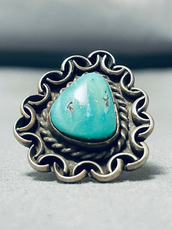 Twirls Of Love Vintage Native American Navajo Turquoise Sterling Silver Ring Old-Nativo Arts