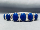 Graduating Domed Lapis Vintage Native American Navajo Sterling Silver Bracelet-Nativo Arts