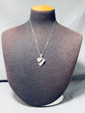 Signed Native American Navajo Jet Mother Of Pearl Opal Sterling Silver Necklace-Nativo Arts