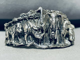 Safari Animal Galore!! Giraffe Elephnt Lion Hippo Sterling Silver Bracelet-Nativo Arts