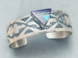 Cloud Stamp Work Vintage Native American Navajo Inlay Sterling Silver Bracelet-Nativo Arts