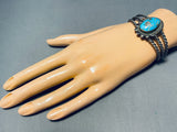 Hand Twisted Wire Cuff Vintage Native American Navajo Turquoise Sterling Silver Bracelet-Nativo Arts