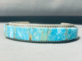7 Inch Wrist Native American Navajo Turquoise Inlay Sterling Silver Bracelet-Nativo Arts