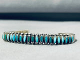 Rare Native American Navajo Vintage Blue Green Turquoise Petit Point Silver Bracelet-Nativo Arts