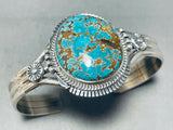 Gigantic Native American Navajo Signed Spiderweb Turquoise Sterling Silver Bracelet-Nativo Arts