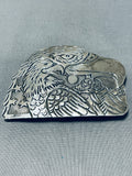 One Of The Most Detailed Vintage Native American Navajo Sterling Silver Eagle Buckle-Nativo Arts