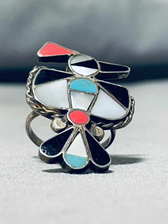 Impressive Vintage Native American Zuni Turquoise Sterling Silver Thunderbird Ring-Nativo Arts