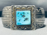 Hand Tooled Vintage Native American Navajo Sterling Silver Turquoise Bracelet-Nativo Arts