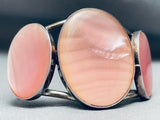 The Best Vintage Native American Navajo Big Pink Shell Sterling Silver Bracelet Cuff Old-Nativo Arts