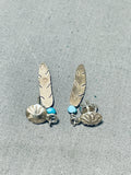 Native American Sweet Vintage Sleeping Beauty Turquoise Sterling Silver Earrings-Nativo Arts