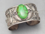 Detailed Vintage Southwest Gaspeite Sterling Silver Leaf Bracelet-Nativo Arts