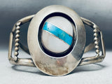 Intricate Vintage Native American Navajo Turquoise Pearl Sterling Silver Inlay Bracelet-Nativo Arts