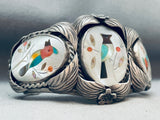 Native American One Of The Best Vintage Navajo Turquoise Bird Inlay Sterling Silver Bracelet-Nativo Arts