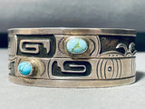 Kristi Davis Vintage Native American Navajo Turquoise Sterling Silver Geomtric Bracelet-Nativo Arts