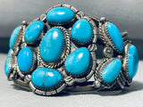 Coils Cluster Vintage Native American Navajo Fat Turquoise Sterling Silver Bracelet-Nativo Arts