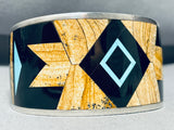 6.5 Inch Wrist Best Wood Inlay Sterling Silver Turquoise Bracelet-Nativo Arts