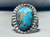 Majestic Vintage Native American Navajo Morenci Turquoise Sterling Silver Ring-Nativo Arts