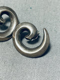 Interesting Vintage Native American Navajo Sterling Silver Swirl Earrings-Nativo Arts