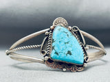 Blue Diamond Turquoise Vintage Native American Navajo Sterling Silver Bracelet-Nativo Arts