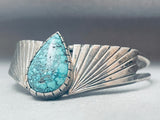Franky Guerro Vintage Native American Navajo Lone Mountain Turquoise Sterling Silver Bracelet-Nativo Arts