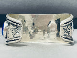 Heavy Native American Navajo Domed Lapis Burbank Sterling Silver Bracelet-Nativo Arts