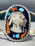 Very Rare Buffalo Coin Sterling Silver Vintage Native American Navajo Turquoise Bracelet-Nativo Arts