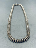 Sturdy Hand Tooled Vintage Native American Navajo Signed Sterling Silver Necklace-Nativo Arts