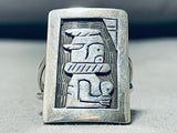 Native American Side Portrait Kachina Vintage Navajo Sterling Silver Ring-Nativo Arts