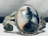 Misty Midnight!! Vintage Native American Navajo Agate Sterling Silver Bracelet Old-Nativo Arts