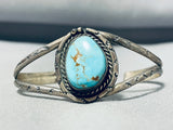 Unrivaled Vintage Native American Navajo Pilot Mountain Turquoise Sterling Silver Bracelet-Nativo Arts