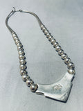 Ray Tracey Vintage Native American Navajo Turquoise Inlay Sterling Silver Necklace-Nativo Arts