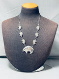 One Of The Most Beauitful Vintage Native American Navajo Bear Sterling Silver Necklace-Nativo Arts