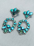 Important Vintage Native American Navajo Cerrillos Turquoise Sterling Silver Earrings-Nativo Arts