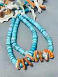 One Of The Biggest Best Vintage Navajo Shell Turquoise Necklace-Nativo Arts