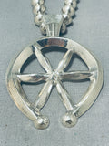 Marvelous Native American Navajo Handcarved Sterling Silver Massive Naja Necklace-Nativo Arts
