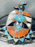 Very Old 1930's/40's Vintage Native American Zuni Turquoise Inlay Bird Sterling Silver Bracelet-Nativo Arts