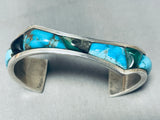 Thick And Incredible Vintage Native American Navajo Spiderweb Turquoise Sterling Silver Bracelet-Nativo Arts