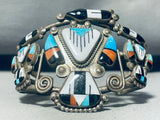 One Of The Best Earlybird Vintage Native American Zuni Turquoise Inlay Sterling Silver Bracelet-Nativo Arts