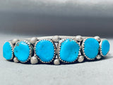 Chunky Vintage Native American Navajo Graduating Turquoise Sterling Silver Bracelet