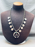 Open Arms Vintage Native American Navajo Turquoise Sterling Silver Squash Blossom Necklace-Nativo Arts