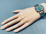 Late 1800's Early 1900's Vintage Navajo Turquoise Sterling Silver Bracelet