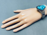 Chunky Morenci Vintage Native American Navajo Sterling Silver Turquoise Bracelet-Nativo Arts